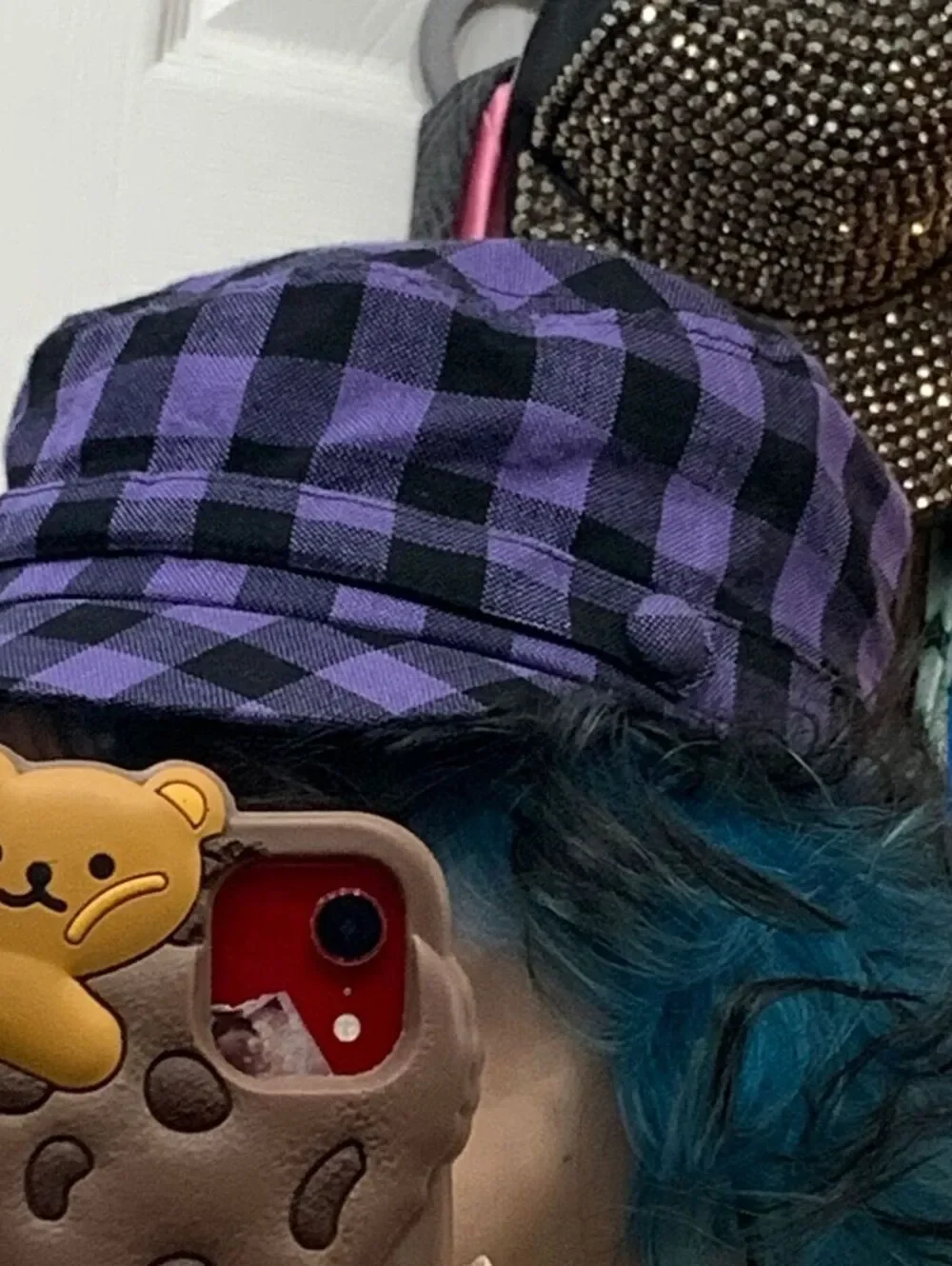 Y2K Emo Plaid Hat Cadet Cap Newsboy Flat Top Grunge Skater